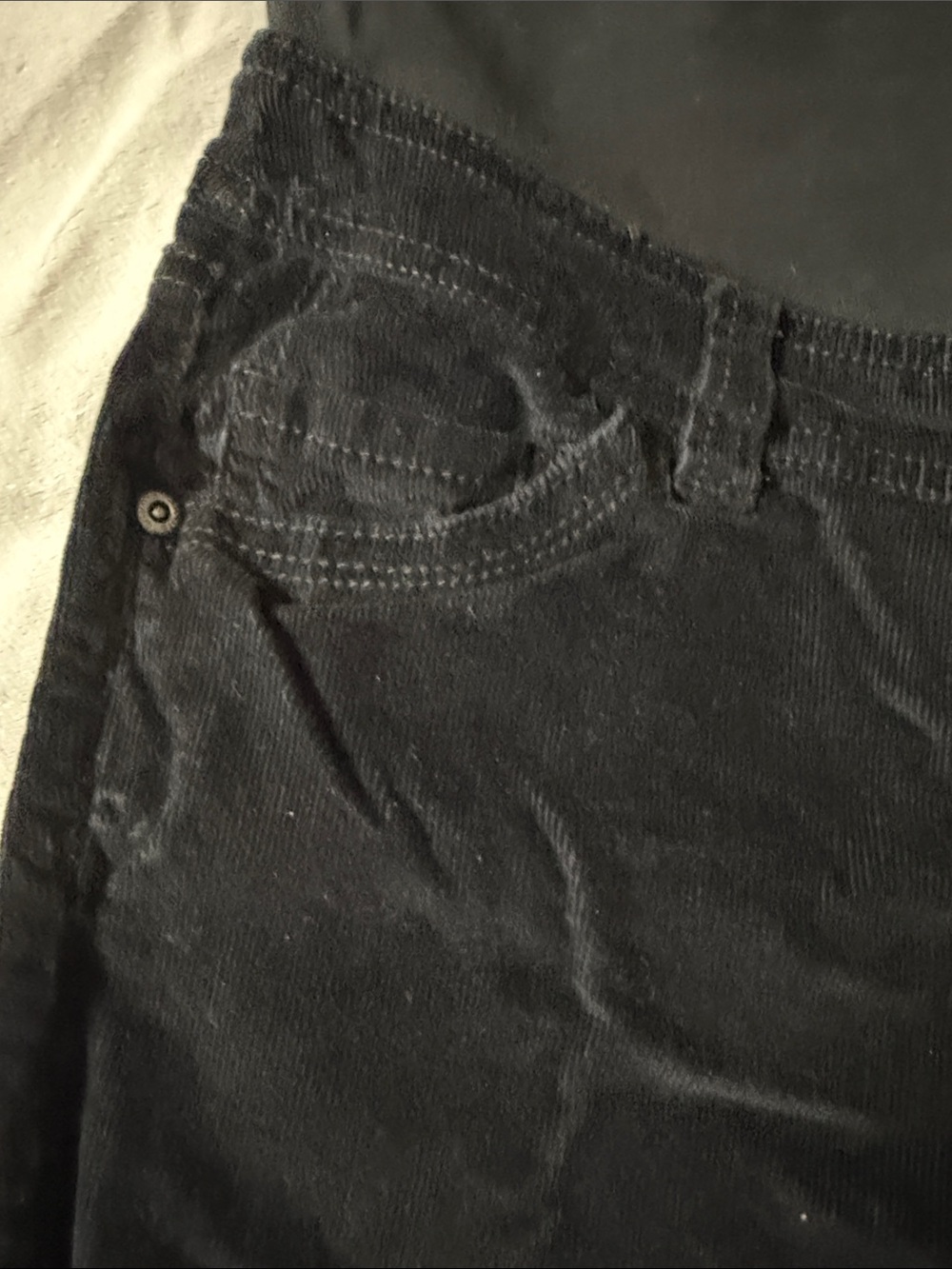 Thyme Maternity Black Corduroy Pull-On Maternity Pants - Picture 9 of 12